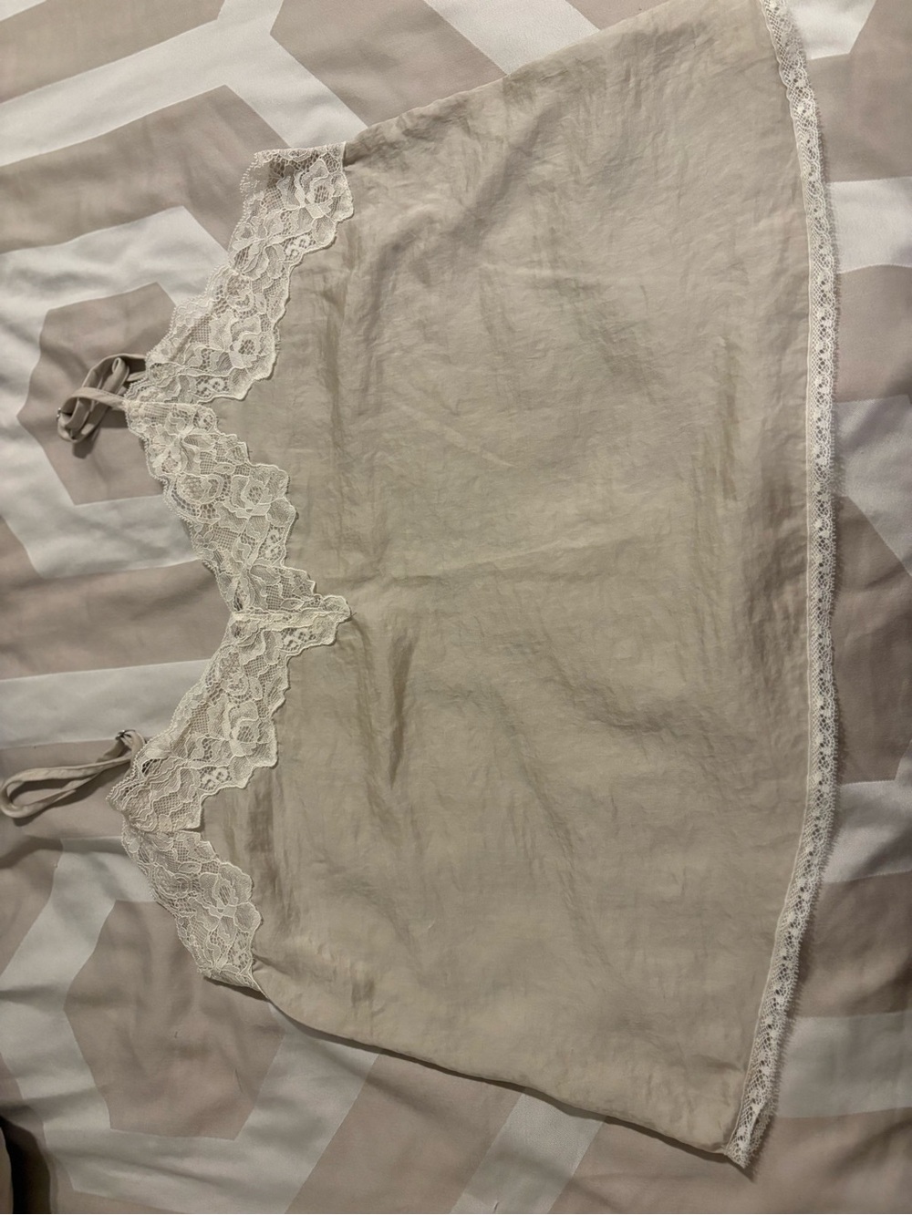 stradivarius Cream Lace-Trim Slip Cami